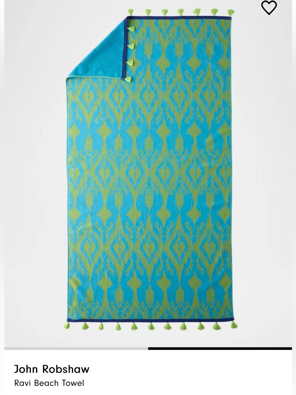 NWT John Robshaw Twl Peacock Turkish Cotton SET OF TWO Beach Towels Tassel Hem - Picture 2 of 8